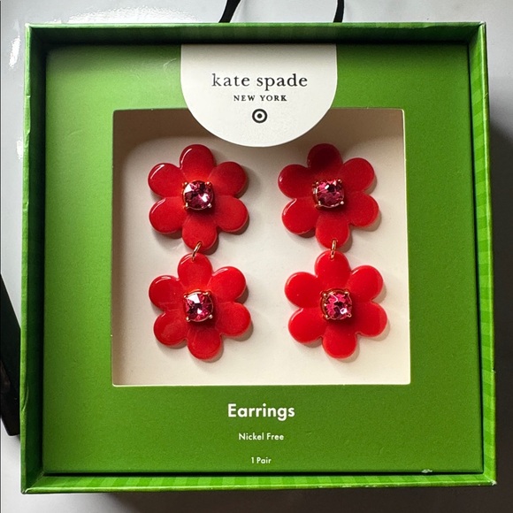 Kate Spade Red Floral Earrings plus Target colab - Picture 5 of 9